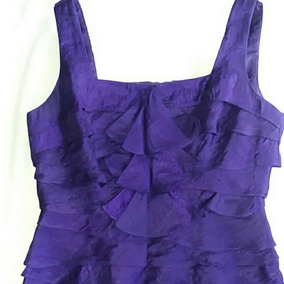 London Times Royal Purple Ruffled Dress - Picture 2 of 6